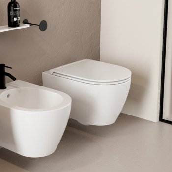 Унитаз подвесной Scarabeo GLAM TWIST 55x36 см, белый, глянцевый